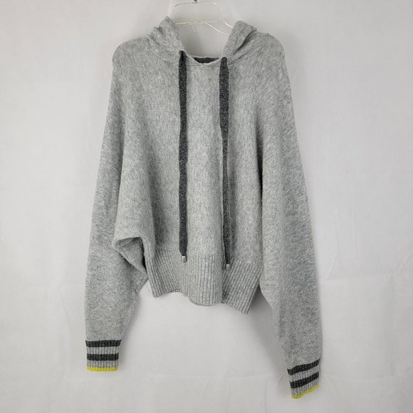 H&M Pringle Of Scotland Womens XS Hoodie GRAY Knit Sweater Oversized Wool Blend - Picture 1 of 14